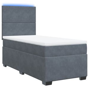 vidaXL cama box spring con colchón terciopelo gris oscuro 90x200 cm