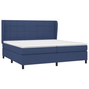 vidaXL cama box spring con colchón tela azul 200x200 cm