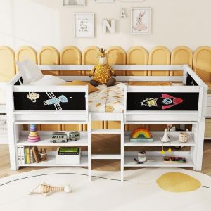Cama mezanino infantil com prateleiras 90x200cm branco