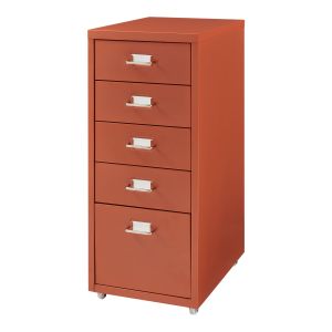 Armário de gavetas móvel kökar com 5 gavetas 69x28x41 cm vermelho tijolo