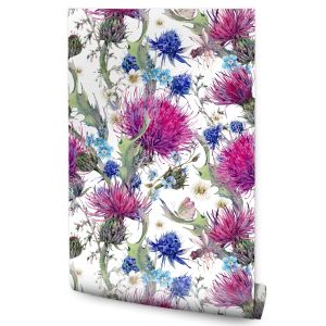 Papel de parede libélula folhas flores para o quarto moderna