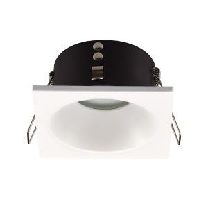 Foco embutido para banho ou exterior quadrado branco 1xgu10 ip65 furoø7.5
