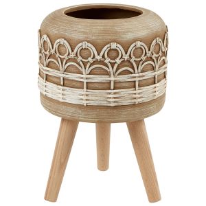 Vaso alto para plantas cyrtomium 27 cm castanho claro