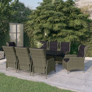 Conjunto de jantar de jardim 9 peças marrom