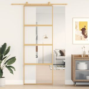 Porta deslizante 76x205 cm vidro esg/alumínio dourado ptxt2278