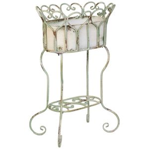 Vaso/floreira de metal branco 43.5x34.5x71.5h cm