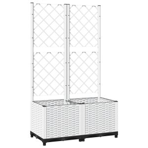 vidaXL jardinera con enrejado pp blanco 80x40x136 cm