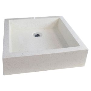 Ondee - lavatório quadrado timbre creme - 40cm - terrazzo - sem transbordo