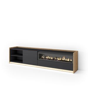Móvel de tv, 207x37x50cm, lareira eléctrica, LED rf4892