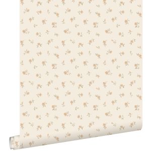 Estahome papel de parede flores vintage bege areia 53 cm x 10.05 m