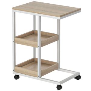 Mesa auxiliar 51x33x66 cm mdf, aço bicolor Homcom, casa - mesas