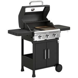 Barbecue a gá 125x57x110 cm aço inoxidável, metal Outsunny