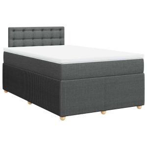 vidaXL cama box spring con colchón tela gris oscuro 120x200 cm