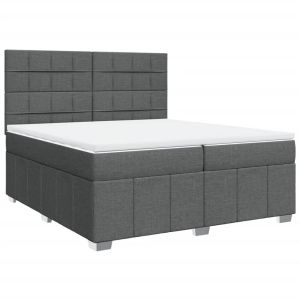 vidaXL cama box spring con colchón tela gris oscuro 200x200 cm