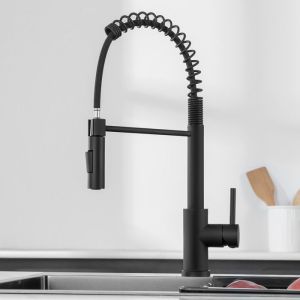 Torneira de cozinha - anycee max - preto - inox - 2 funções - rotativa 360°