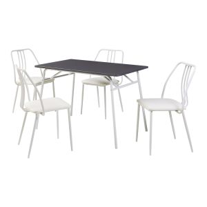 Conjunto de jantar omso mesa de jantar 110x70 cm 4 cadeiras cinzento/branco