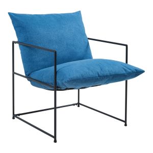 Poltrona utsjoki com almofada lavável 90x61x70cm - preto/azul [en.casa]