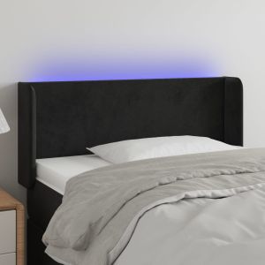 Cabeceira de cama c/ luzes LED veludo 83x16x78/88 cm preto ptob3901