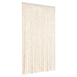 Cortina anti-insetos 100x200 cm chenille bege e branco