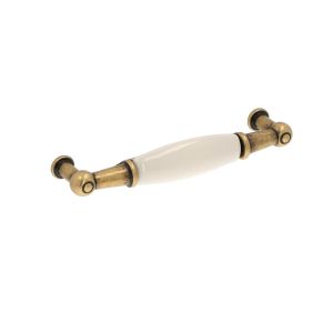 Puxador para mobiliário zamac e porcelana dist entre furos 96 mm lote  6