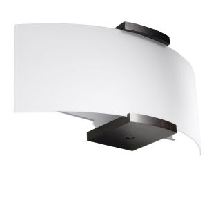 Lámpara de pared emilio 2 wengué/blanco madera/vidrio 33x14x14cm