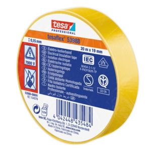 Tesa 53988-00091-00 fita isolante amarela (c x l) 20 m x 19 mm borracha 1 r