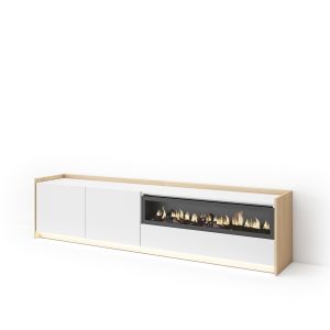 Móvel de tv, 207x37x50cm, lareira eléctrica, LED rf4896