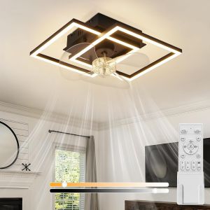 Nettlife ventilador de teto com luz LED integrado preto 34x34