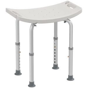 Banco de duche 50x36x39,5-56,5 cm alumínio e hdpe bicolor Homcom