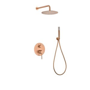 Kit doccia incasso oro rosa in acciaio e ottone con soffione ø25