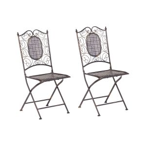 Conjunto de 2 cadeiras de jardim bormio dobrável metal preto