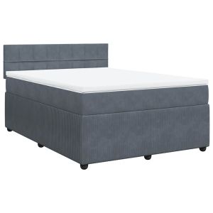 vidaXL cama box spring con colchón terciopelo gris oscuro 140x200 cm