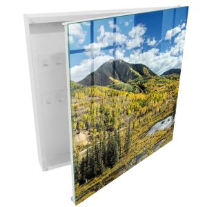 Caixa para chaves de vidro 30x30x5 paisagem de outono, abertura à direita