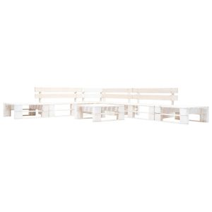 vidaXL set de muebles de jardín de palets 6 piezas madera blanco