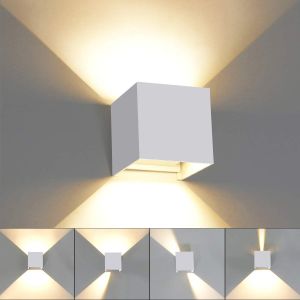 Luminária de parede interior e exterior impermeável regulável 6 w 3000 k