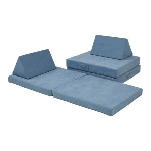 Sofá de brincar norhulta de 5 peças 150x66x46 cm cord azul [en.casa]