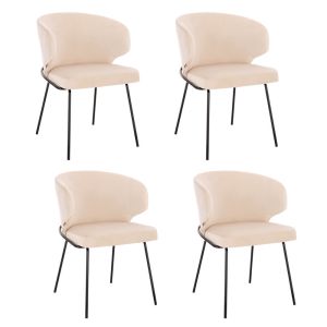 Silla de comedor de terciopelo amara - lote de 4 beige