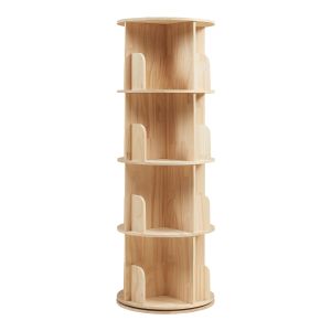 Estante giratória chasek 4 níveis pino 125x44 cm natural [en.casa]