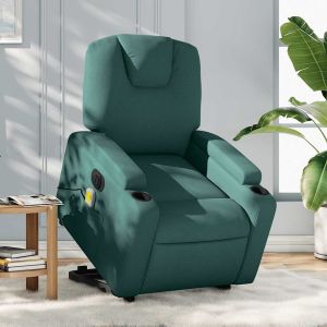 Poltrona elétrica elevatória massagens tecido verde-escuro ewg8451