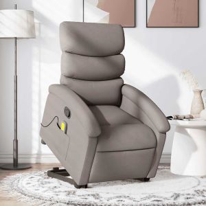 Poltrona elevatória de massagens tecido cinzento-acastanhado ewg3769