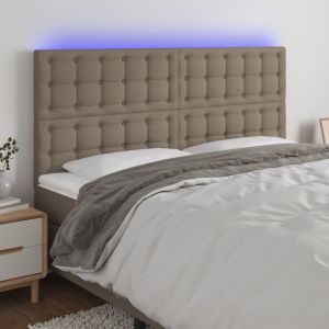 Cabeceira cama c/ LED tecido 180x5x118/128 cm cinza-acastanhado ergft8595