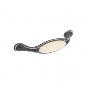 Puxador para mobiliário zamac e porcelana dist  centros 96mm lote 25