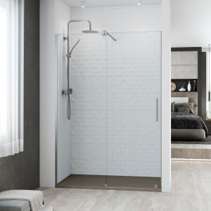 Ecrã de chuveiro deslizante dianteiro 8mm transp perfil de titânio 140cm
