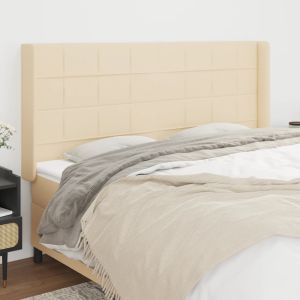 Cabeceira de cama c/ abas tecido 203x16x118/128 cm creme ergft4004