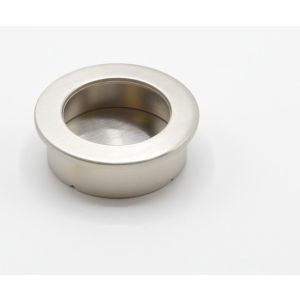 Puxador redondo embutido para móvel em zamac d 40 mm niquelado escovado
