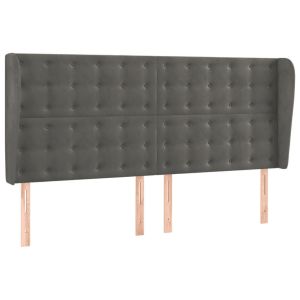 vidaXL cabecero con orejas de terciopelo gris oscuro 163x23x118/128 cm
