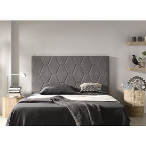 Cabeceira de cama em ágata de 135 cm em tecido cinzento, 154x115x8.