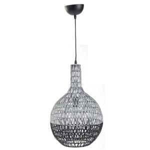 Candeeiro de teto em metal e rotim 33x33x53,5/120