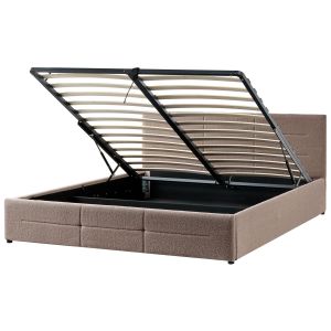 Sommier com arrumação massognes bouclé taupe 180 x 200 cm