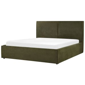 Sommier com arrumação moissac bouclé verde escuro 160 x 200 cm